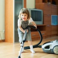 Baby girl cleaning